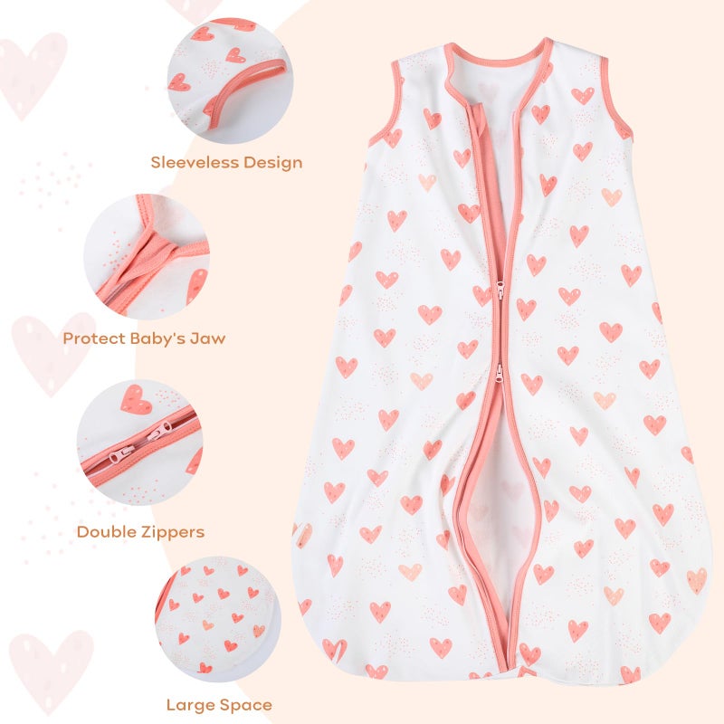 يووفوس كيس نوم للأطفال من Yoofoss من 0 إلى 6 أشهر، بطانية يمكن ارتداؤها 100% من القطن العضوي بسحاب ثنائي الاتجاه TOG 0.5 كيس نوم للأطفال الصغار 3 عبوات أكياس نوم خفيفة الوزن للأطفال الرضع - Image 5